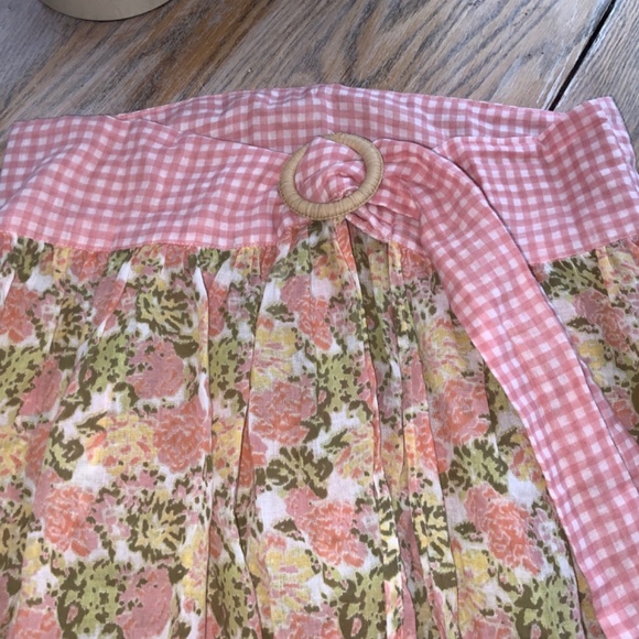 TULAROSA floral peach coral beach maxi skirt cover up/cotton/XL - Picture 2 of 6